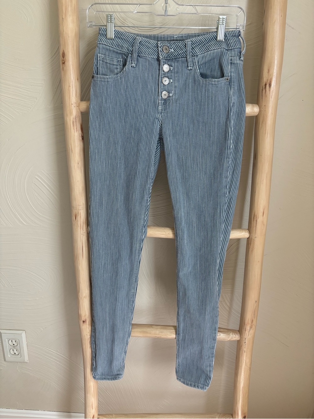 Old Navy Blue Pinstripe Skinny Jeans